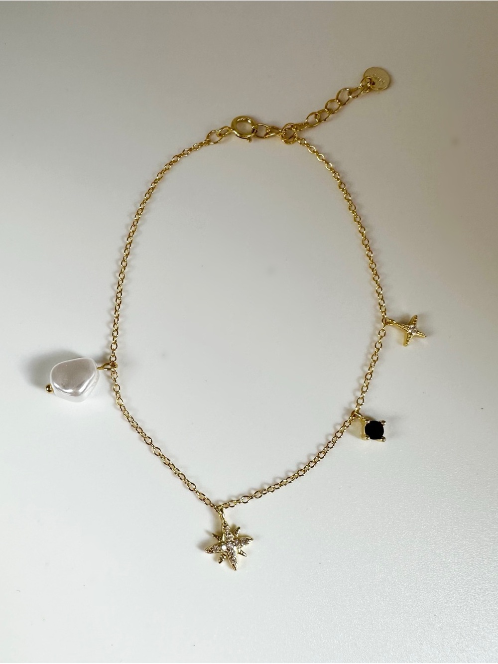 Gold Star & Pearl Charm Bracelet
